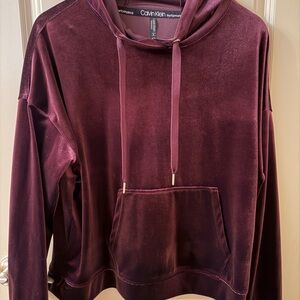 Calvin Klein Burgundy Velvet Hoodie